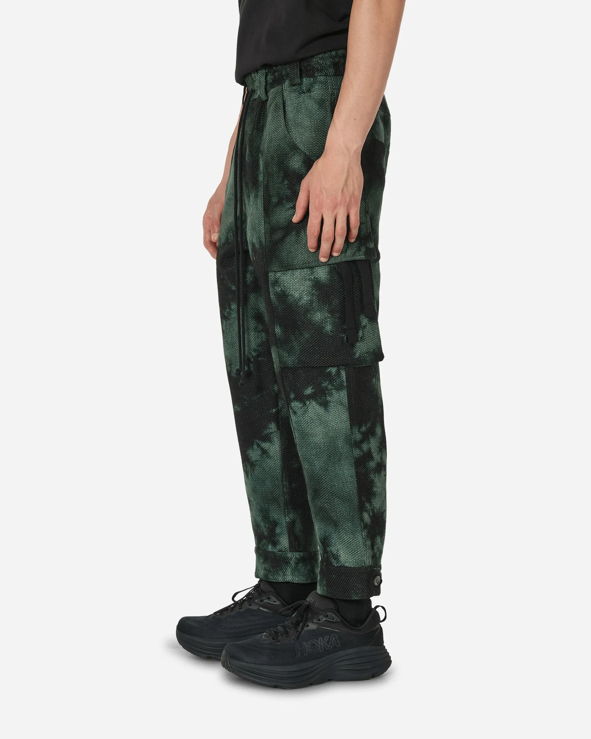 Rounded Velvet Tabbed Cargo Pants Green