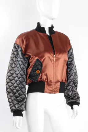 Satin Colorblock Quilted Bomber Jacket