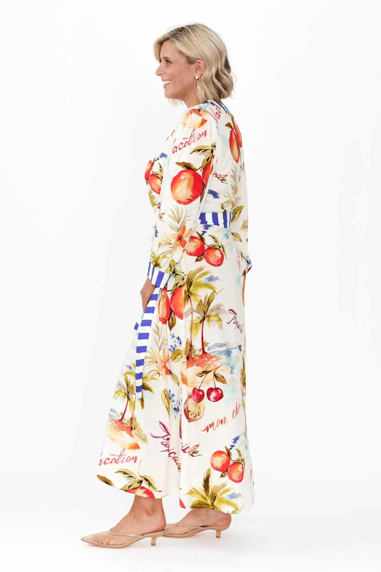 Sennia White Tropical Tie Dress