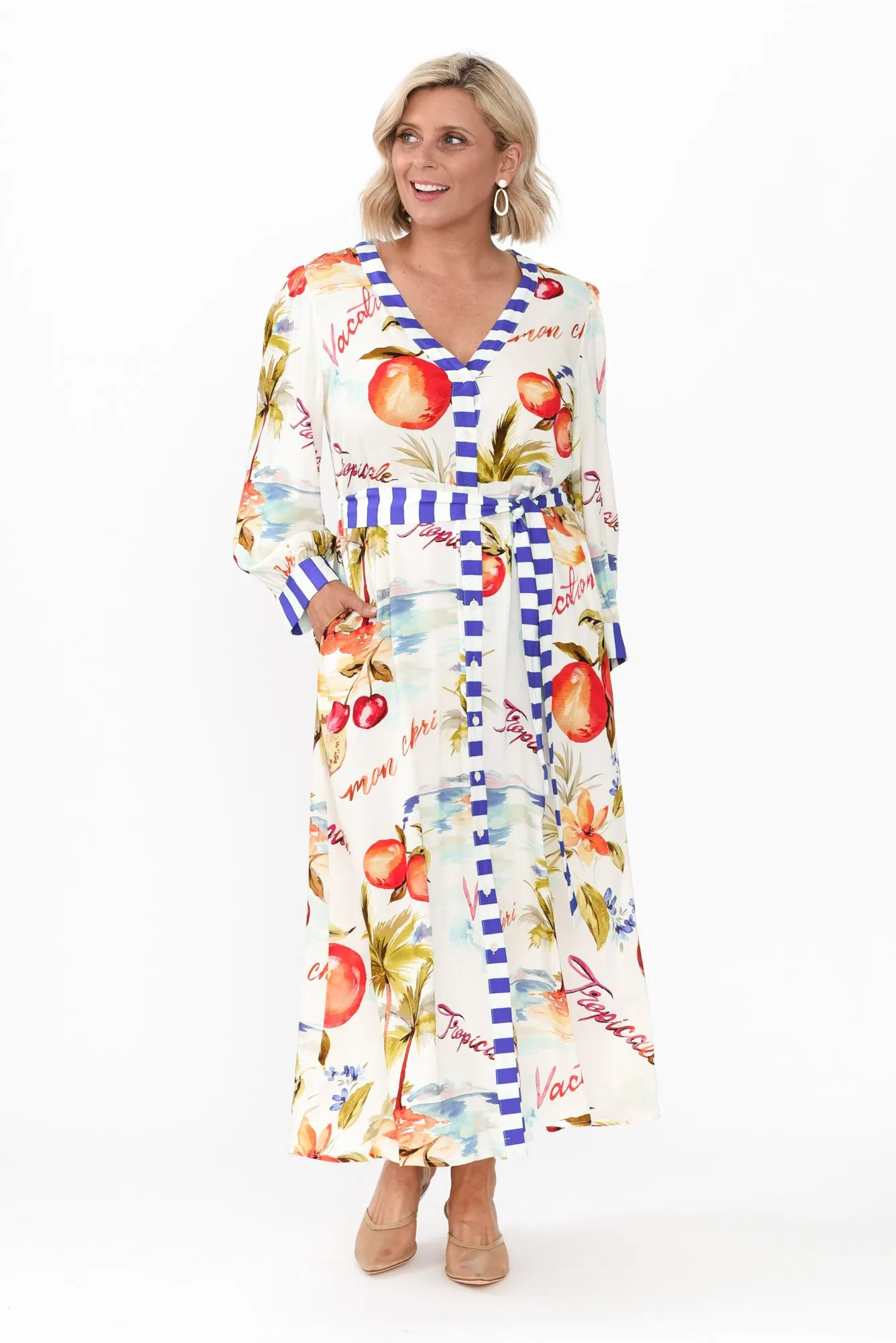 Sennia White Tropical Tie Dress