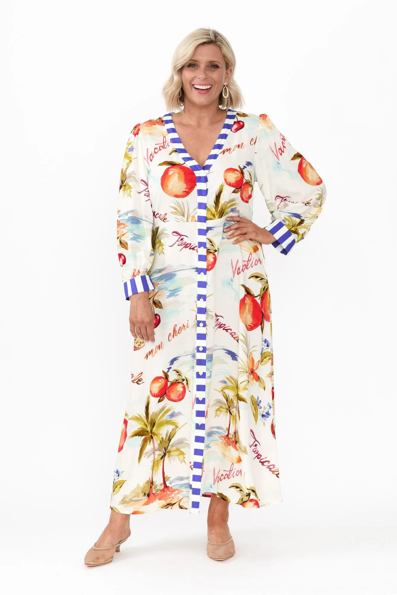 Sennia White Tropical Tie Dress