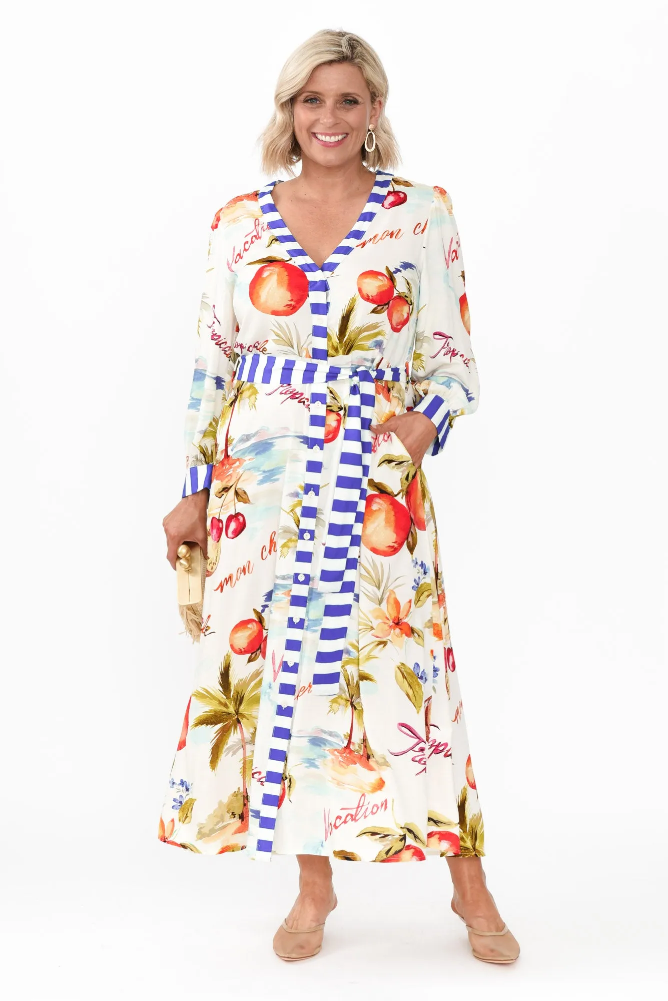 Sennia White Tropical Tie Dress