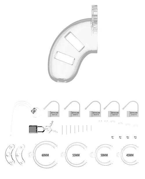 Shots Man Cage Chastity 3.5 Cock Cage w/Plug Model 10 - Clear