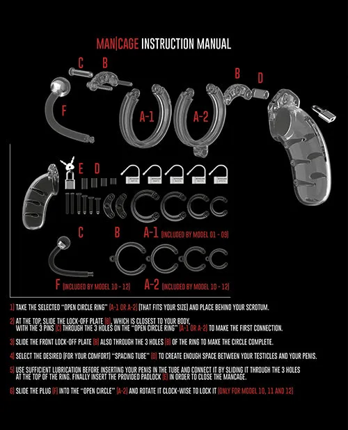 Shots Man Cage Chastity 3.5 Cock Cage w/Plug Model 10 - Clear