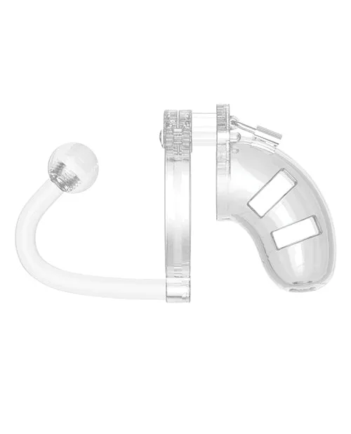 Shots Man Cage Chastity 3.5 Cock Cage w/Plug Model 10 - Clear