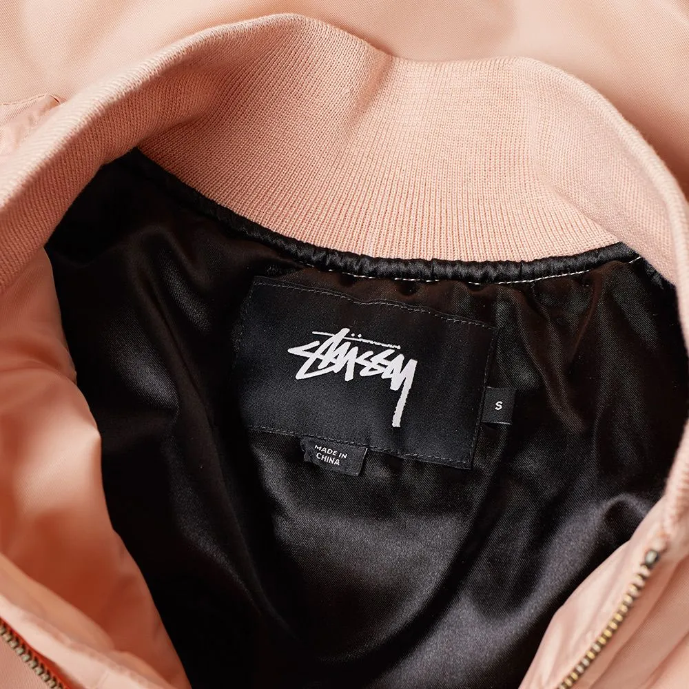 STUSSY FLIGHT SATIN BOMBER JACKET PEACH 115329