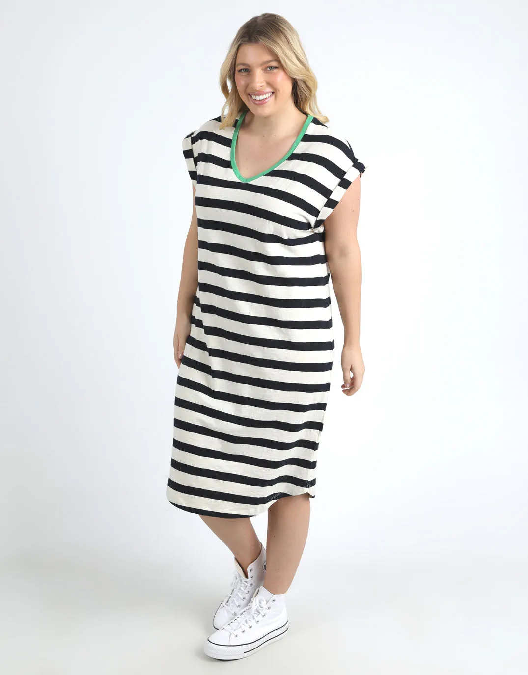 Sunny Tee Dress - Navy/White Stripe