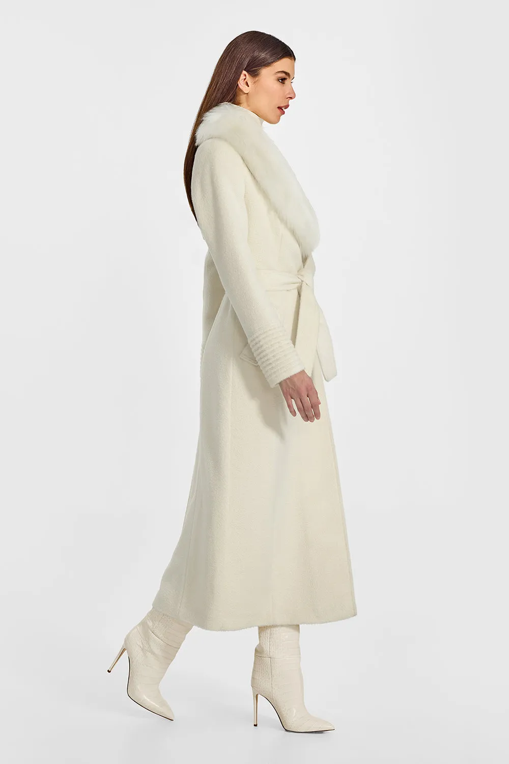 Suri Alpaca Maxi Coat with Alpaca Shearling Collar