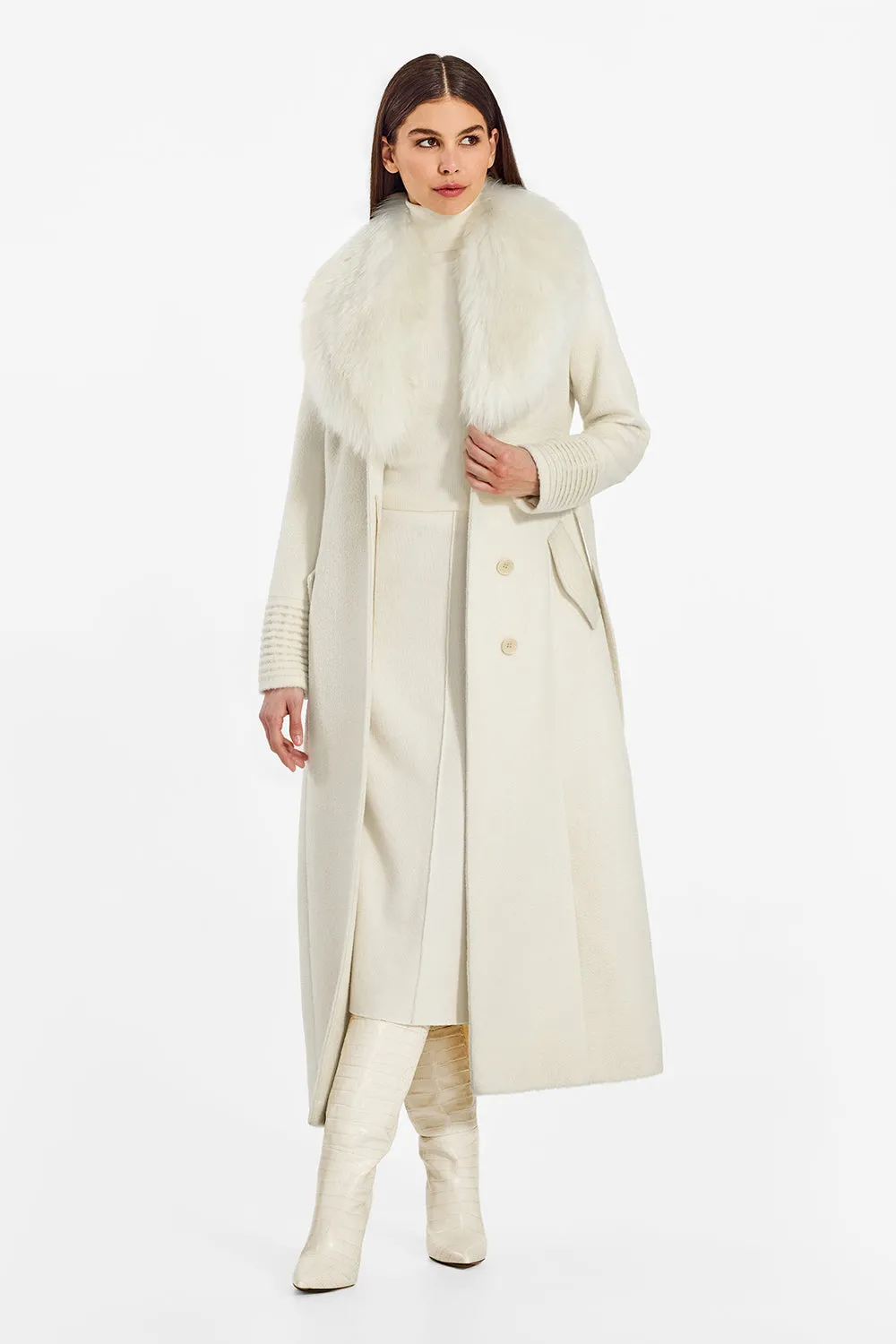 Suri Alpaca Maxi Coat with Alpaca Shearling Collar