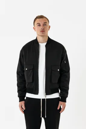 The Bomber Jacket (Satin Edition) - Black