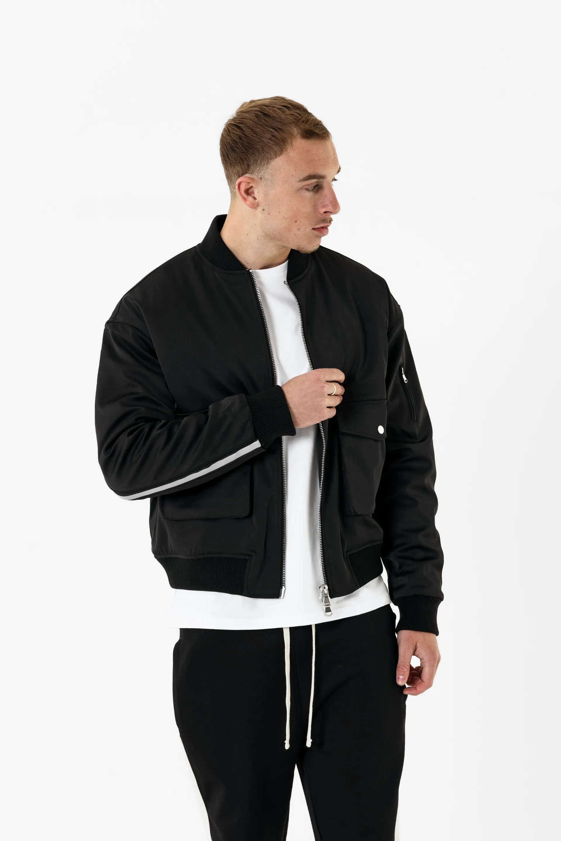 The Bomber Jacket (Satin Edition) - Black