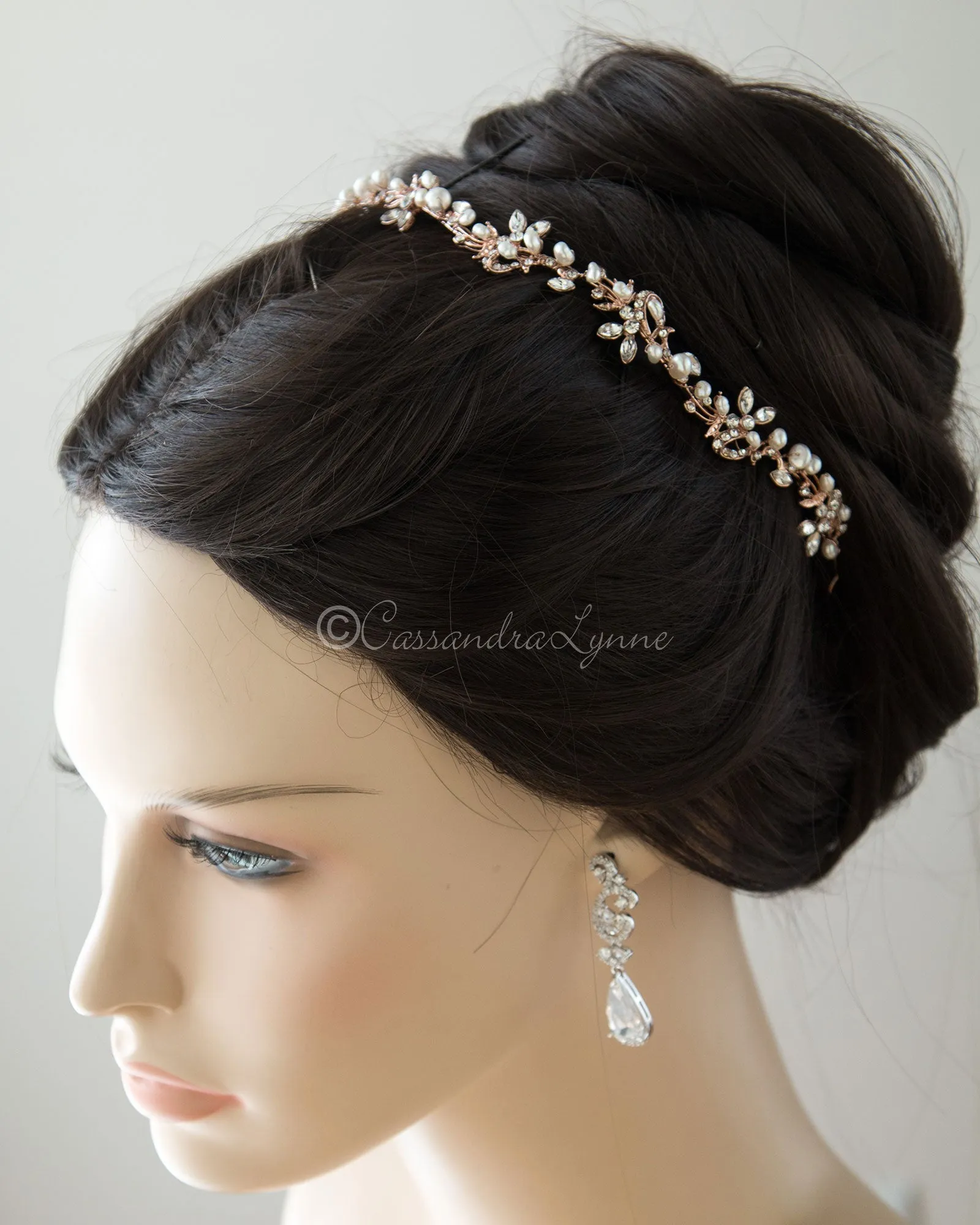 Vine Bridal Tiara Headband with Pearls