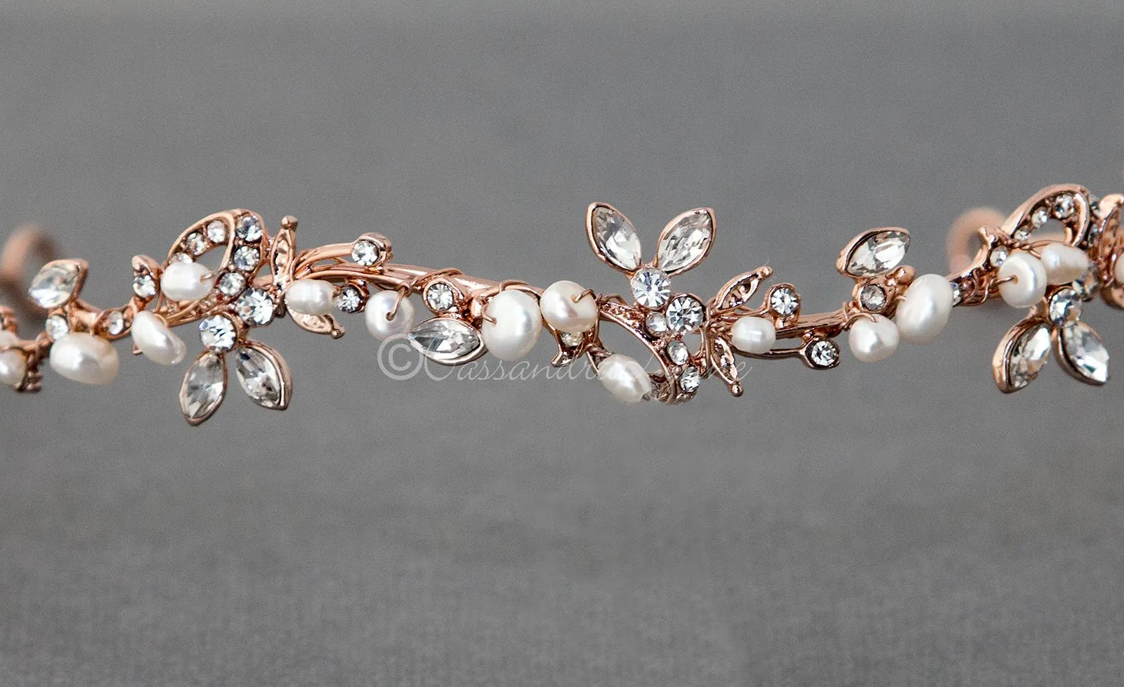 Vine Bridal Tiara Headband with Pearls