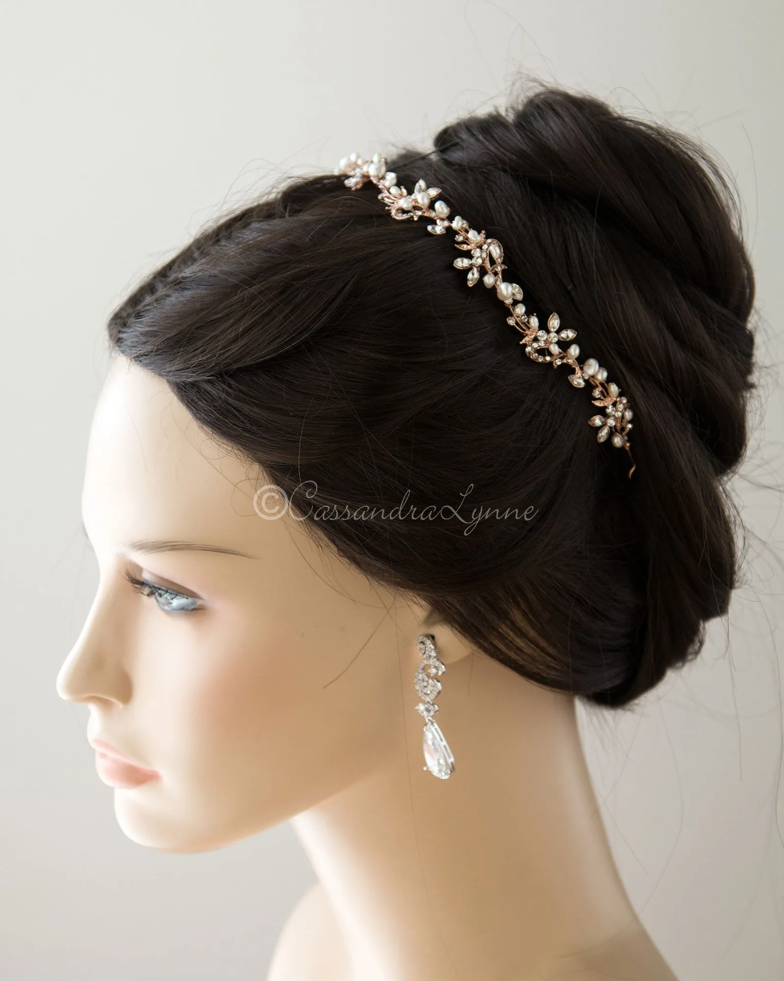 Vine Bridal Tiara Headband with Pearls