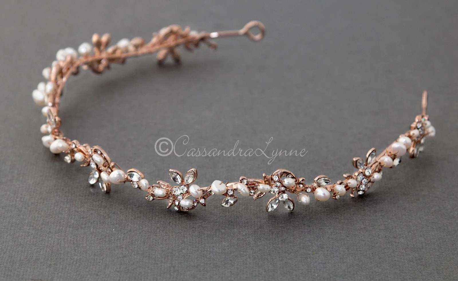 Vine Bridal Tiara Headband with Pearls