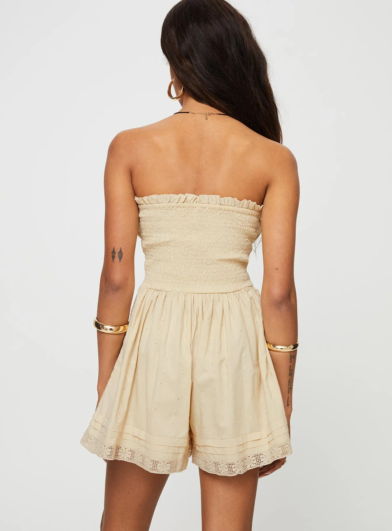 Vip Strapless Romper Beige