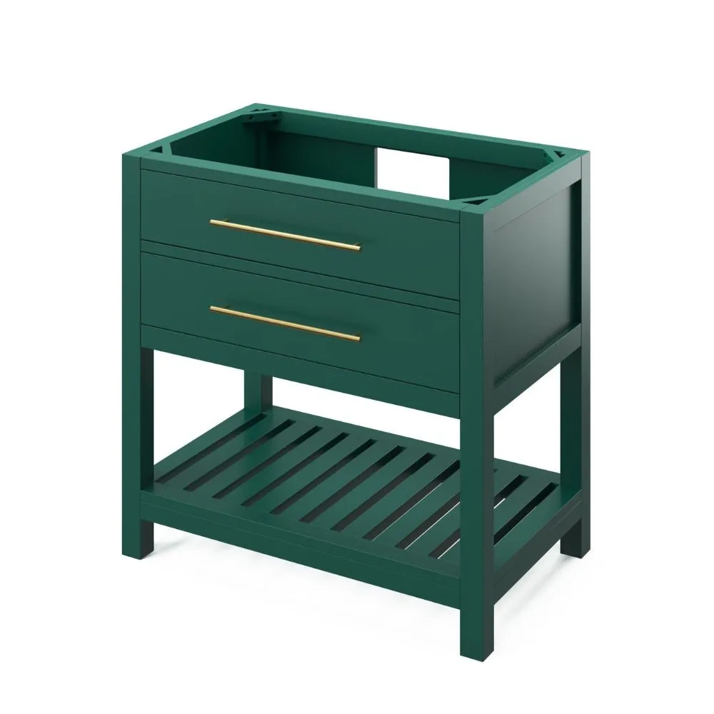 Wavecrest Contemporary Forest Green 36 Rectangle Sink Vanity with Black Granite Top | VKITWAV36GNBGR