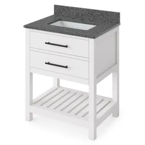 Wavecrest Contemporary White 30 Rectangle Sink Vanity with Boulder Cultured Marble Top | VKITWAV30WHBOR