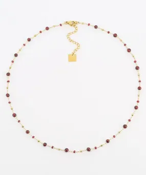 ZAG BIJOUX LOUANE GOLD NECKLACE DARK RED