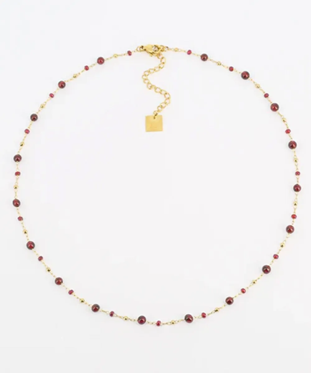 ZAG BIJOUX LOUANE GOLD NECKLACE DARK RED