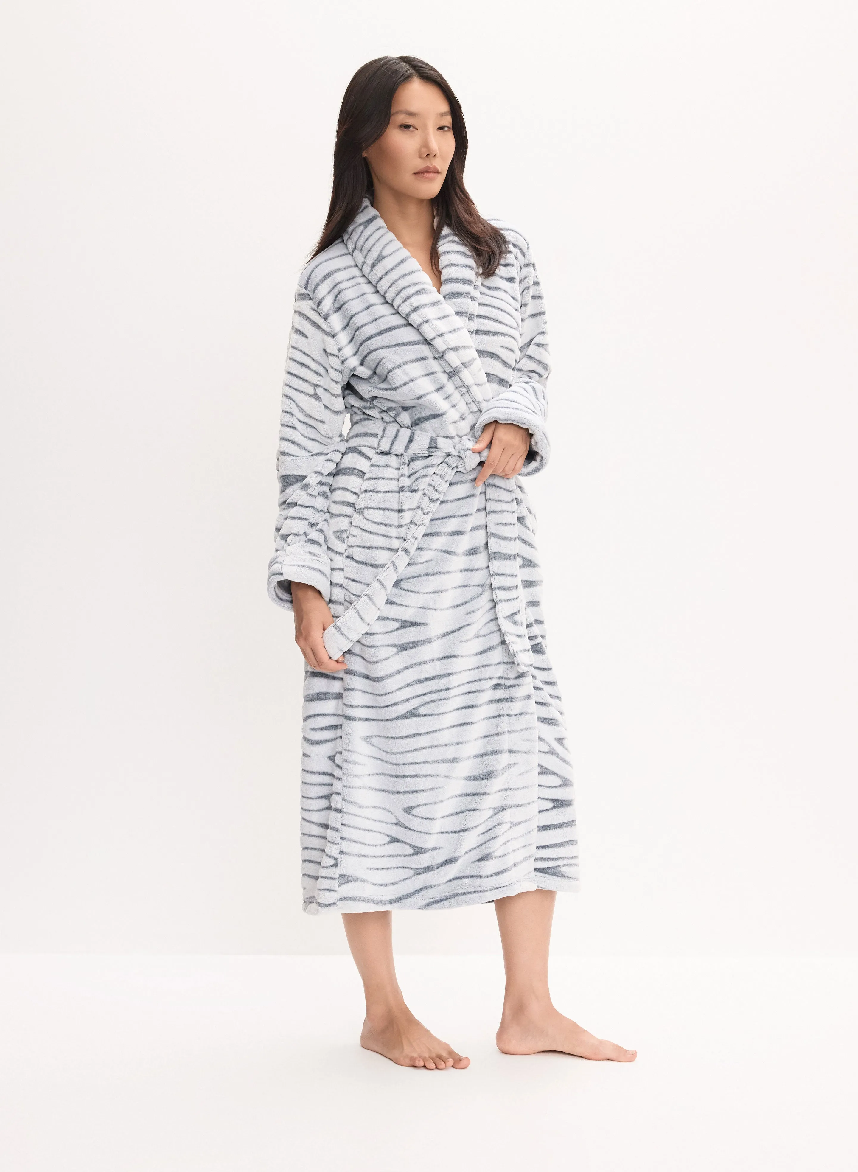 Zebra Print Fleece Robe