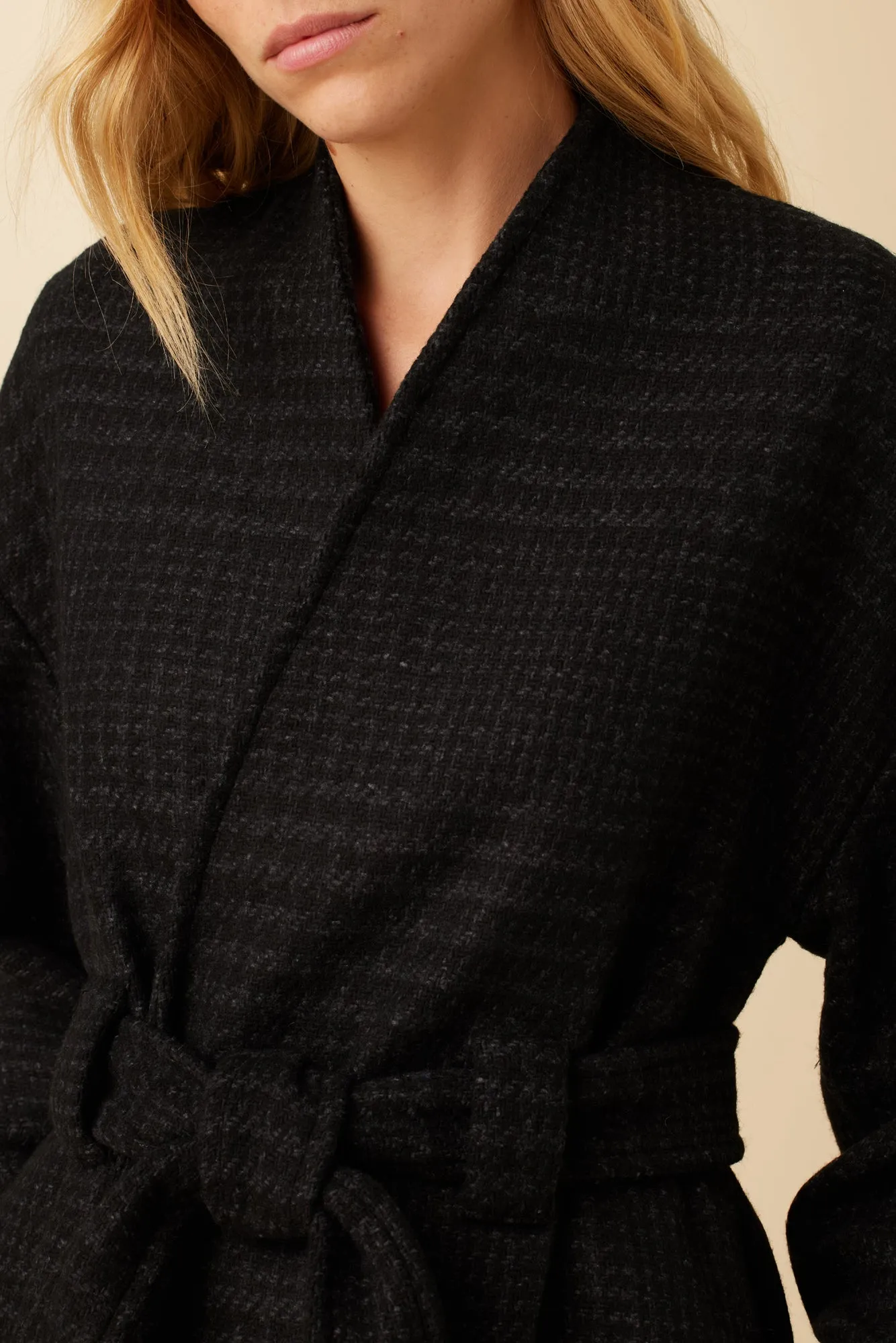 Zuly Upcycled Wool Blend Jacket - Black Check