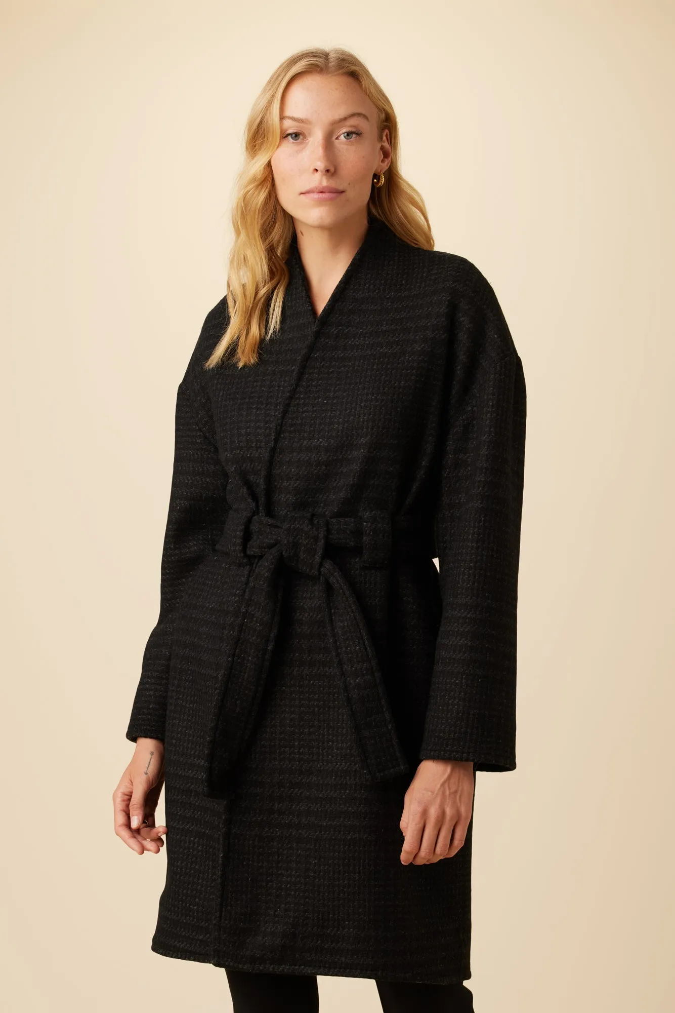 Zuly Upcycled Wool Blend Jacket - Black Check