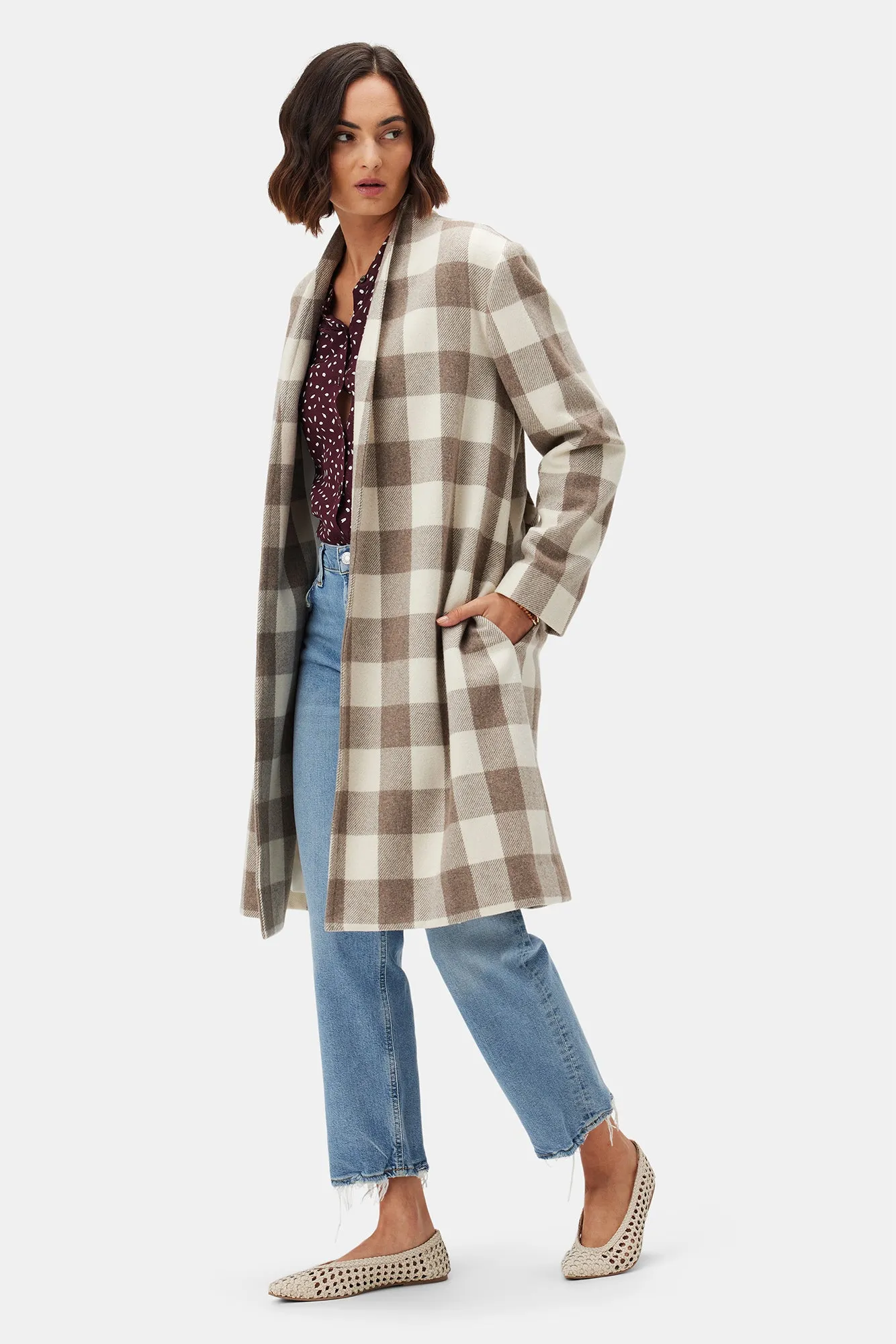 Zuly Wool Twill Coat - Natural Buffalo Check