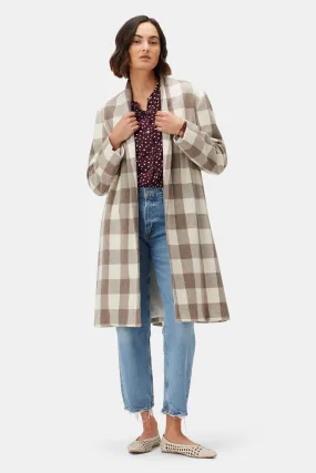 Zuly Wool Twill Coat - Natural Buffalo Check