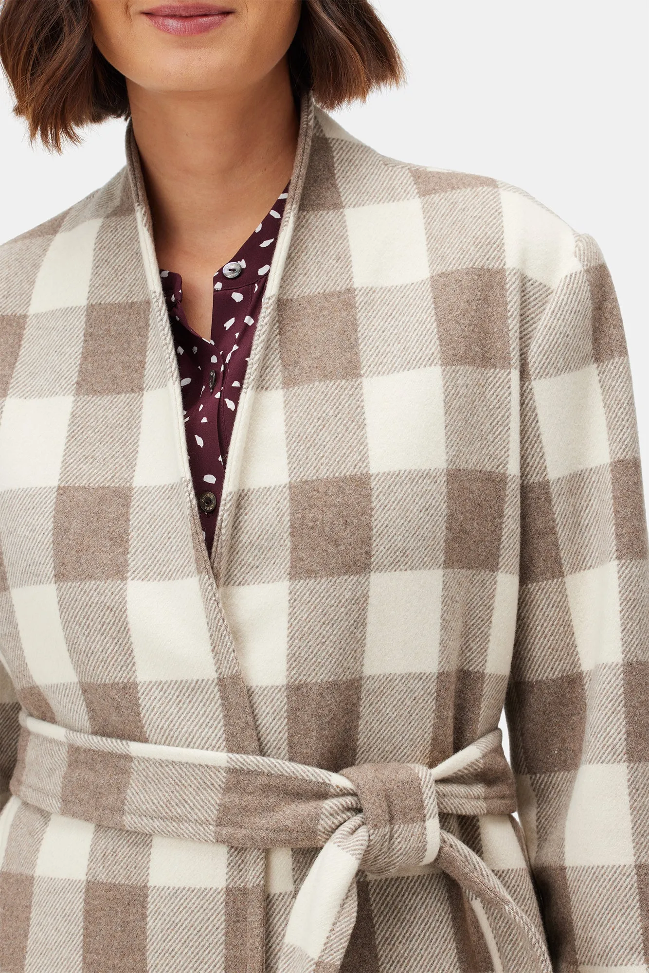 Zuly Wool Twill Coat - Natural Buffalo Check